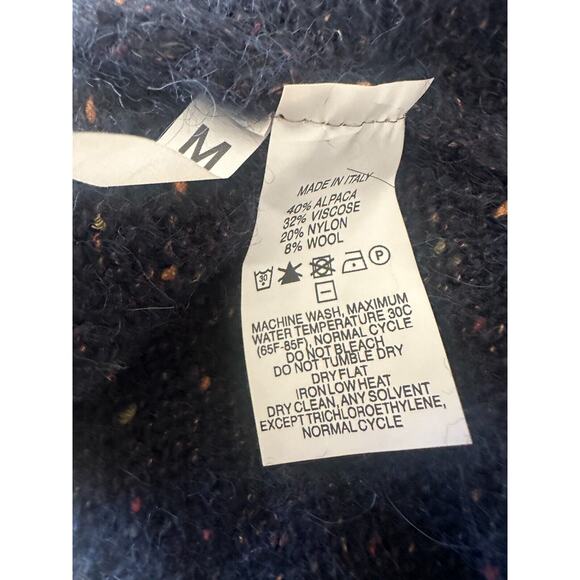 NWT Gionfriddo Hand Spun Alpaca Wool Blend Sweater Navy Blue Elbow Patch Medium - Picture 9 of 12